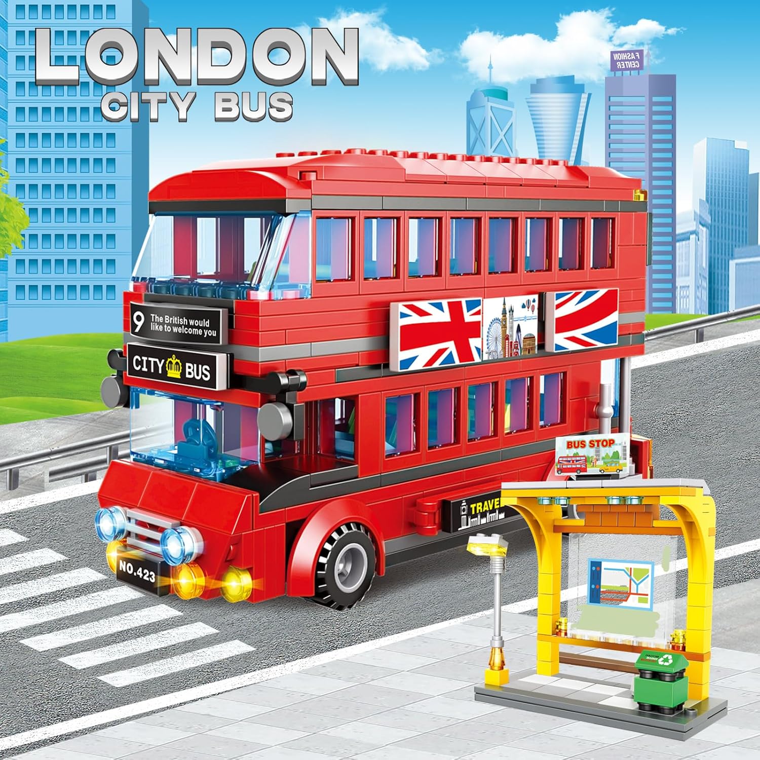 Kids Toys London - Ensemble de construction de bus à
