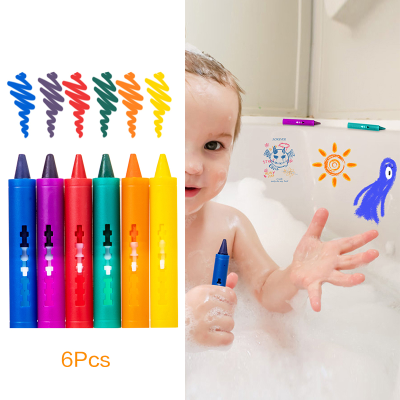 Kids Toys Drawing Easy - Crayons de bain lavables, 6 pièces,