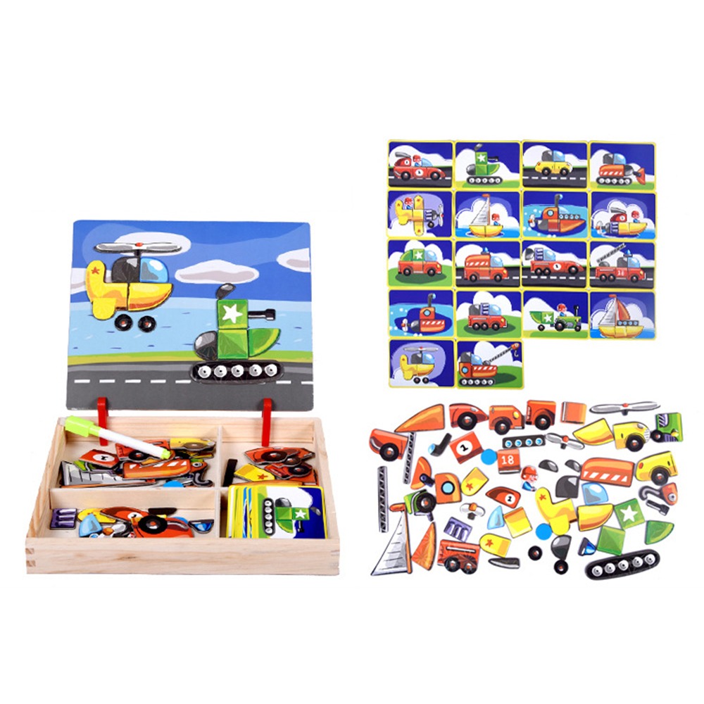 Kids Toys Drawing Easy - Puzzles magnétiques 3D en bois avec