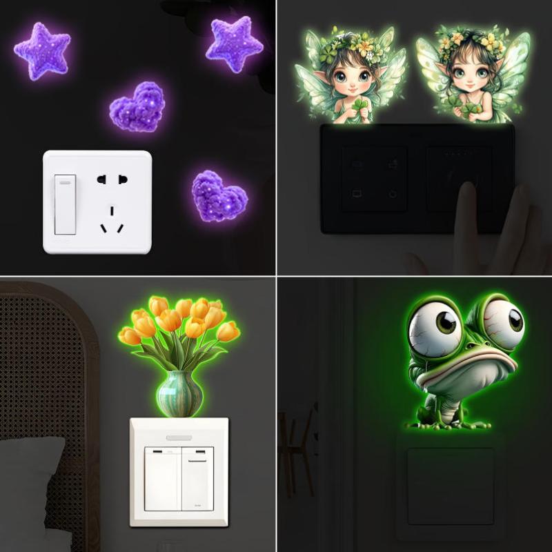Glow In Dark Stars - Autocollants de commutateur phosphorescents, étoile violette,