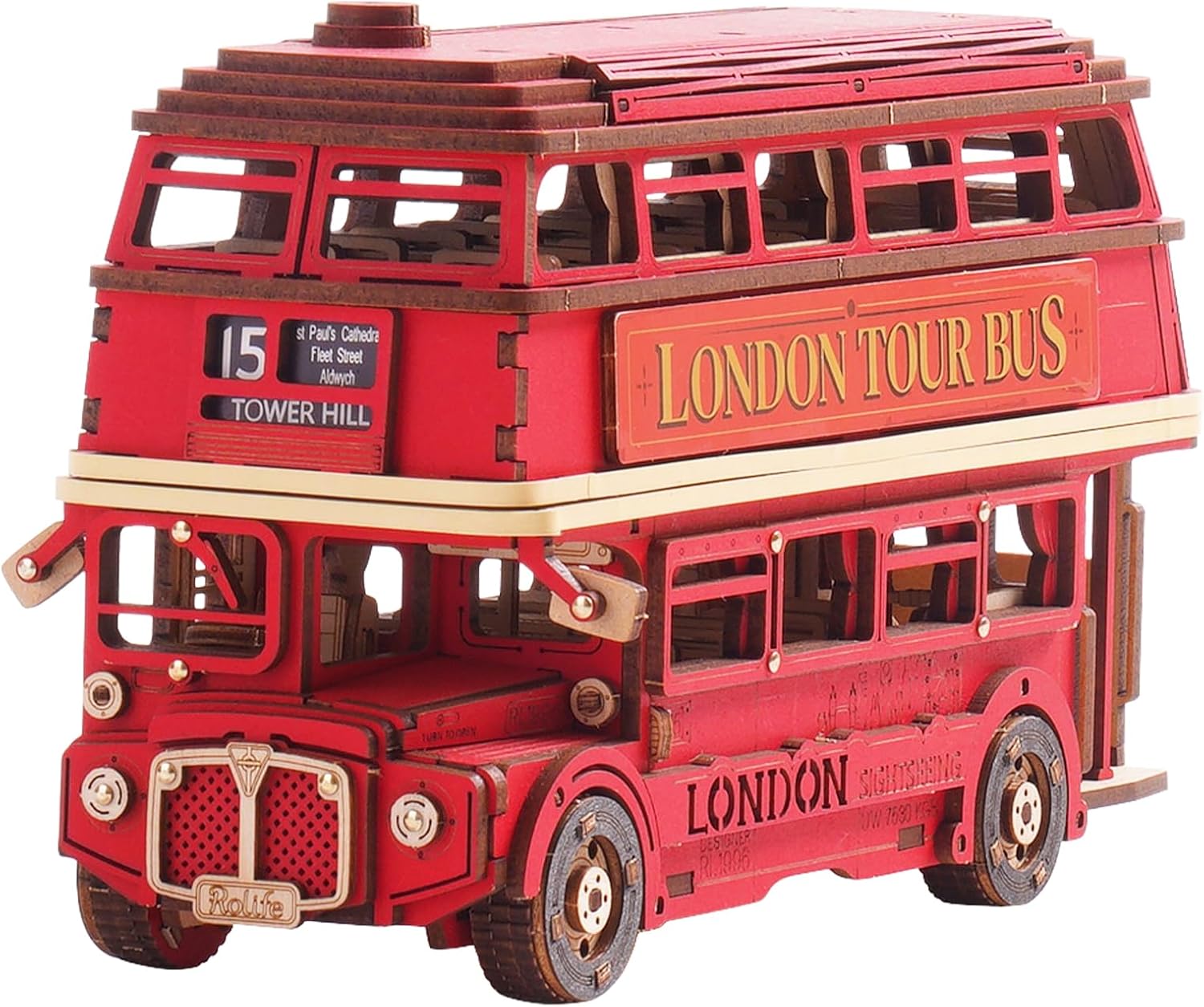 Kids Toys London - Robotime London Tour Bus, puzzles en