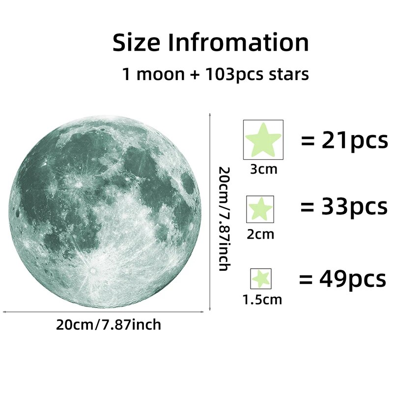 Autocollants muraux lune et ét - Glow In Dark Stars avis et prix
