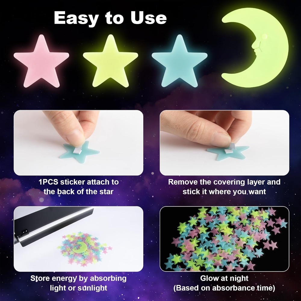 Autocollants étoiles et lune q - Glow In Dark Stars avis et prix